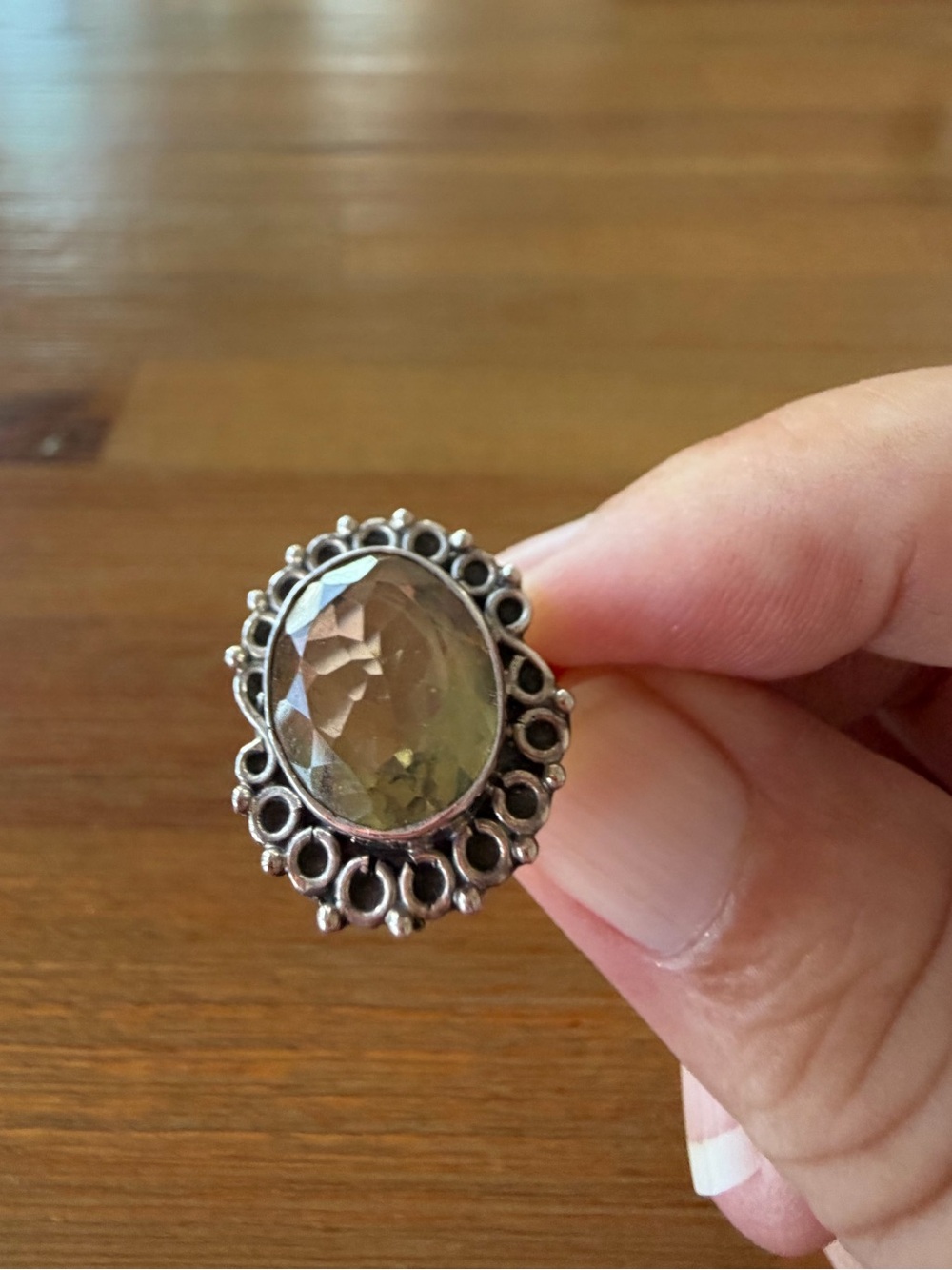 Vintage Sterling Silver 925 Sun Power Citrine Gemstone Ring